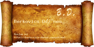 Berkovics Dénes névjegykártya